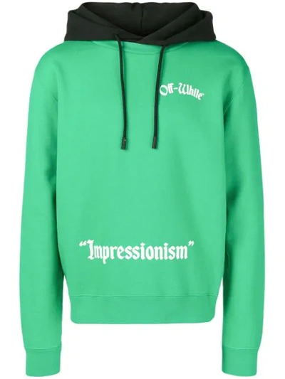 Ubevæbnet Hold sammen med Evolve Off-white Impressionism Cotton Hooded Sweatshirt In Green | ModeSens