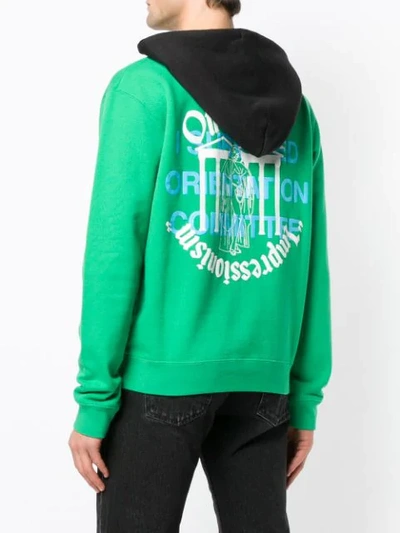 Off white Impressionism Cotton Hooded Sweatshirt In Verde Bianco