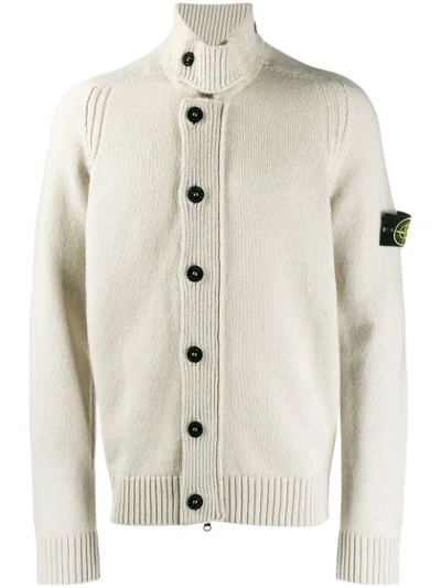 Shop Stone Island Button-up Knit Cardigan In Neutrals