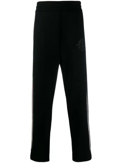 Shop Roberto Cavalli Intarsia Band Track Pants In Black