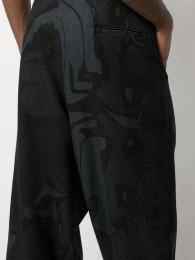 Shop Yohji Yamamoto Colour Block Cargo Trousers In Black