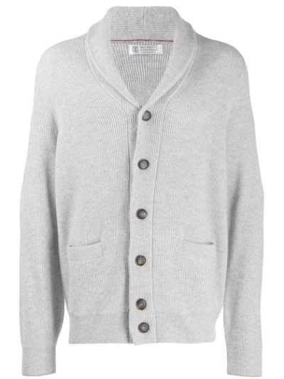 BRUNELLO CUCINELLI CASHMERE BLEND CARDIGAN - 灰色