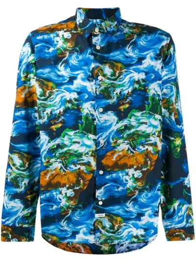 Shop Kenzo World Print Shirt In Blue