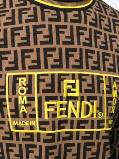 Fendi Ff Motif Roll Neck Jumper In Braun