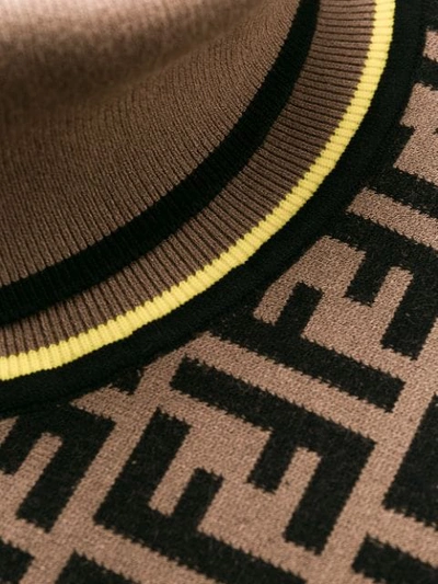 Fendi Ff Motif Roll Neck Jumper In Braun