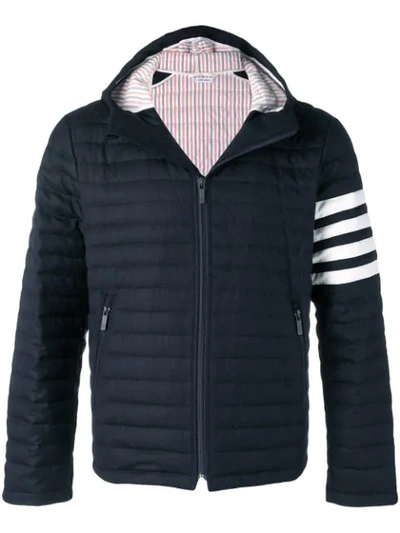 Shop Thom Browne 4-bar Quilted Jacket In Blue