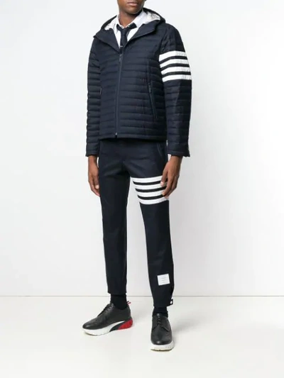 Shop Thom Browne 4-bar Quilted Jacket In Blue