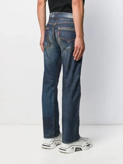Shop Junya Watanabe Distressed Straight-leg Jeans In Blue