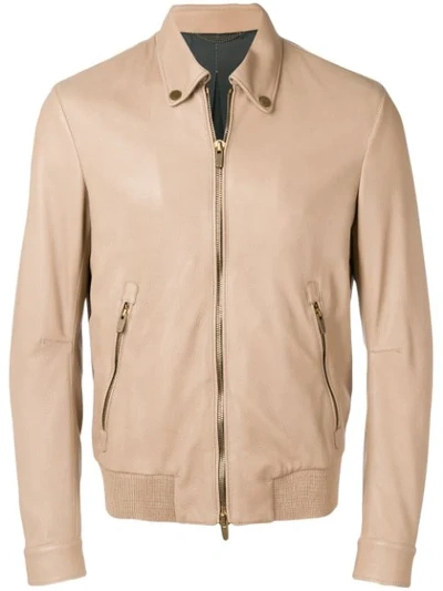 Shop Ajmone Biker Jacket In Neutrals