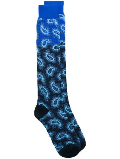 Shop Etro Paisley Pattern Socks - Blue