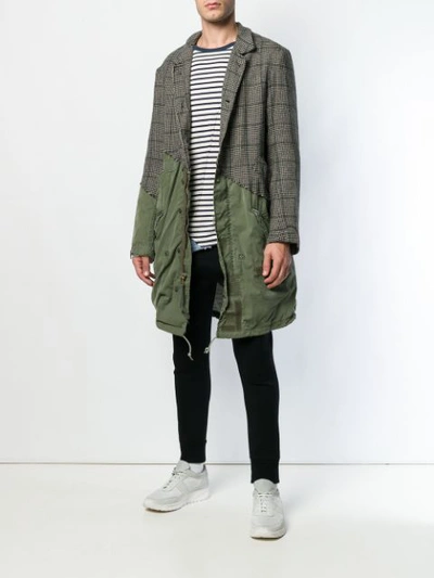 Shop Greg Lauren London Panelled Parka - Green