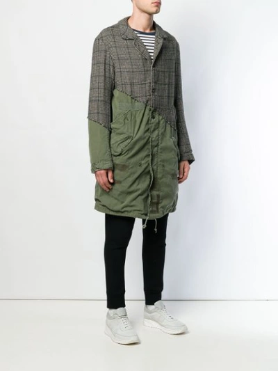 Shop Greg Lauren London Panelled Parka - Green