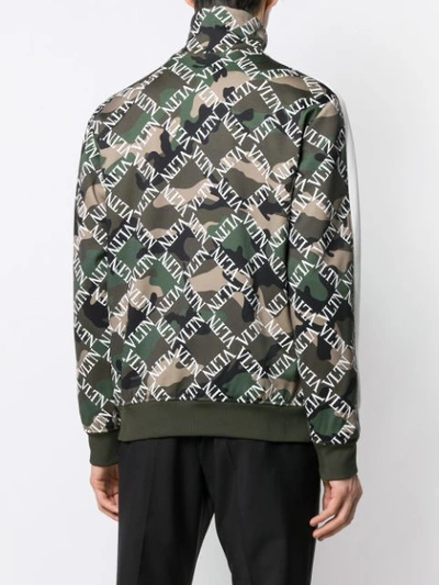 Shop Valentino Vltn Camouflage Bomber Jacket In Green
