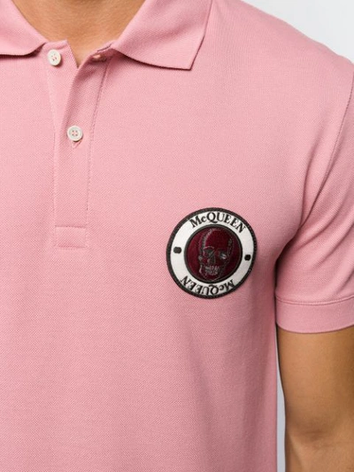 Shop Alexander Mcqueen Skull Logo Patch Polo Shirt In Pink