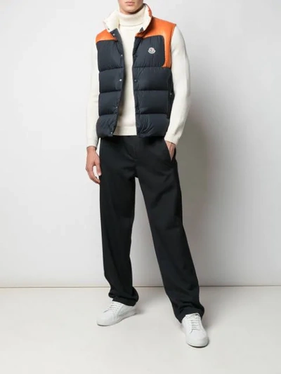 MONCLER COLOUR BLOCK PADDED VEST - 蓝色