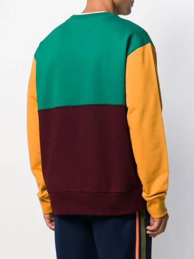 Shop Drôle De Monsieur Cotton Colourblock Sweater In Green