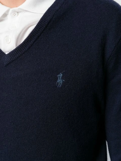 Shop Polo Ralph Lauren Embroidered Logo Jumper In Blue