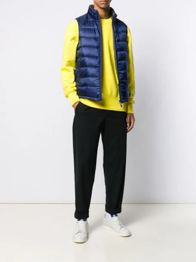 Shop Herno Padded Zipped Gilet In Blue