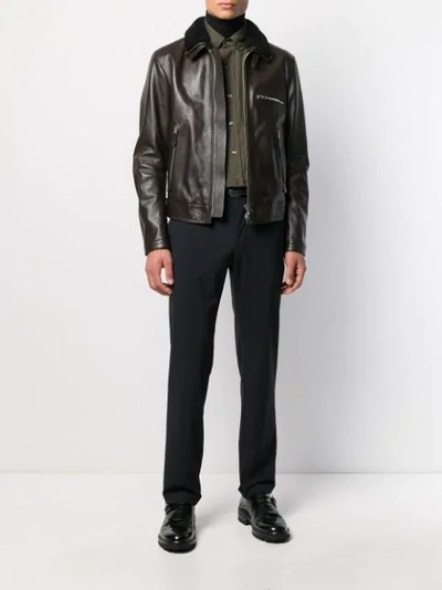 Shop Tom Ford Detachable Shearling Collar Jacket In Brown