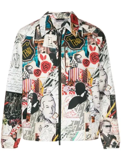 Shop Fendi Karl Kollage Reversible Jacket In Neutrals