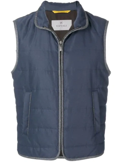 Shop Canali Quilted Gilet - Blue