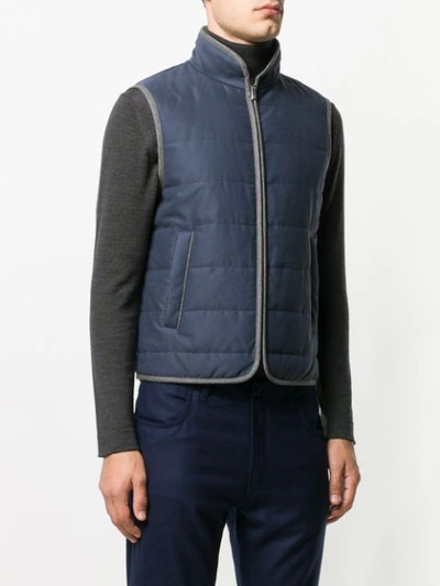 Shop Canali Quilted Gilet - Blue