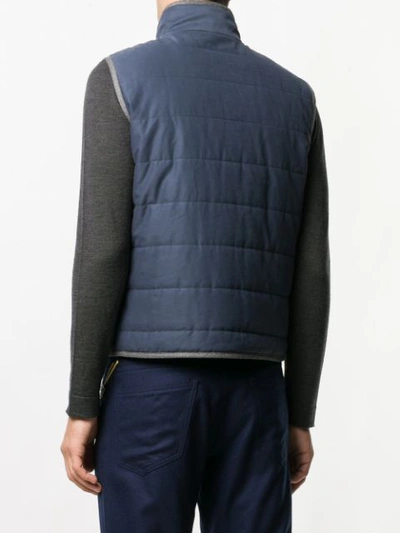 Shop Canali Quilted Gilet - Blue