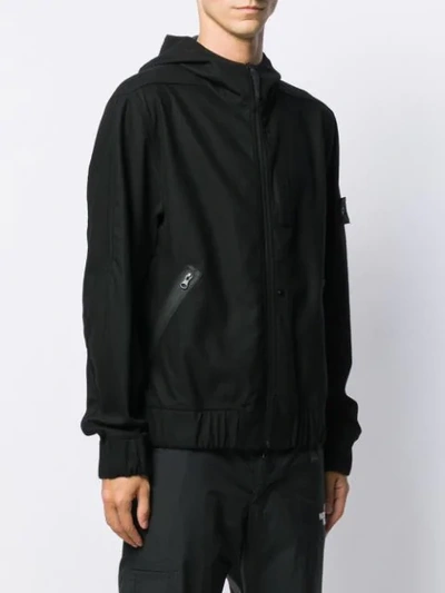 Shop Stone Island Shadow Project Logo Patch Hooded Jacket In Black