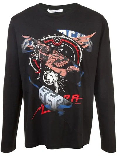 Shop Givenchy Patchwork Longsleeved T In Black