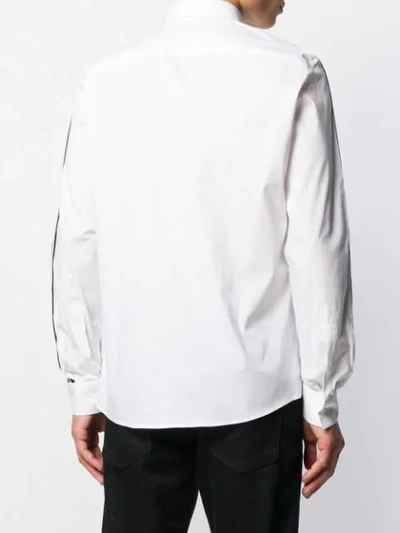 Shop Les Hommes Urban Embroidered Stripe Shirt In White