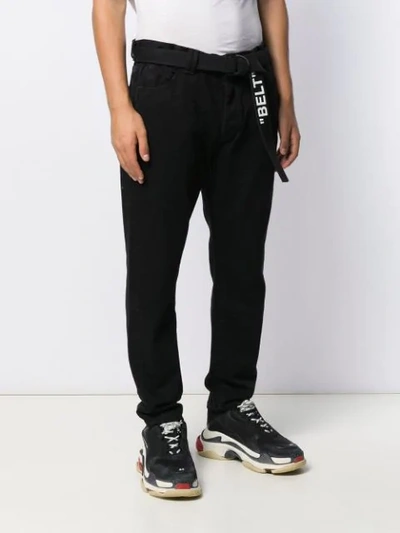 Shop Off-white Belted Slim-fit Denim Jeans In Black