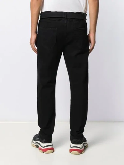 Shop Off-white Belted Slim-fit Denim Jeans In Black