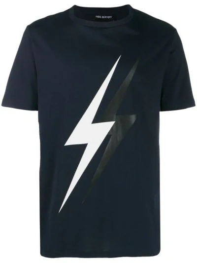 NEIL BARRETT LIGHTNING BOLT闪电图案T恤 - 蓝色