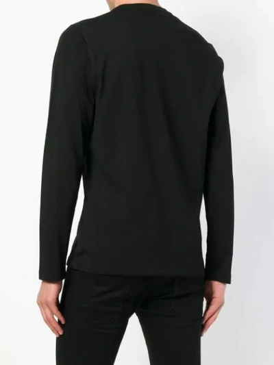 Shop Versace Jeans Metallic Printed Logo Long Sleeve T-shirt - Black