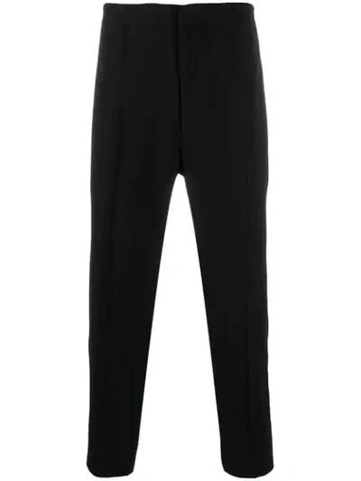 Shop Alexander Mcqueen Contrast Piping Straight-leg Trousers In Black