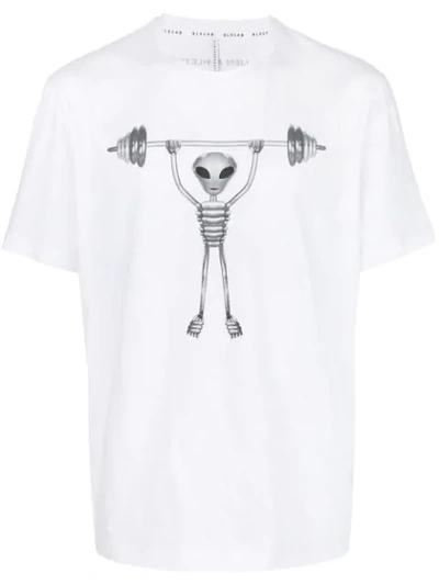 Shop Blackbarrett Weightlifting Alien T-shirt - White