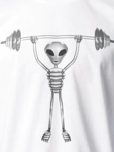 Shop Blackbarrett Weightlifting Alien T-shirt - White