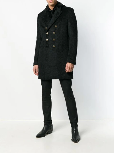 Shop Saint Laurent Double-breasted Fitted Coat - Black