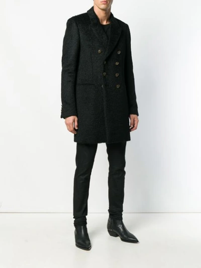 Shop Saint Laurent Double-breasted Fitted Coat - Black