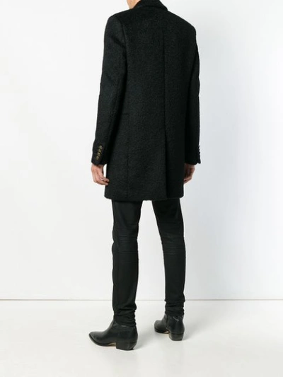 Shop Saint Laurent Double-breasted Fitted Coat - Black
