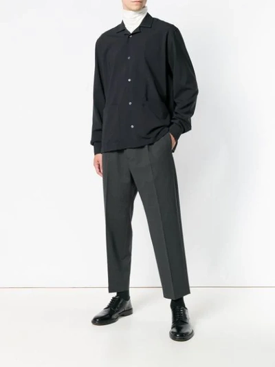 Jil Sander Lapel Collar Shirt - Black In Black