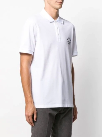 Shop Emporio Armani Embroidered Polo Shirt In White