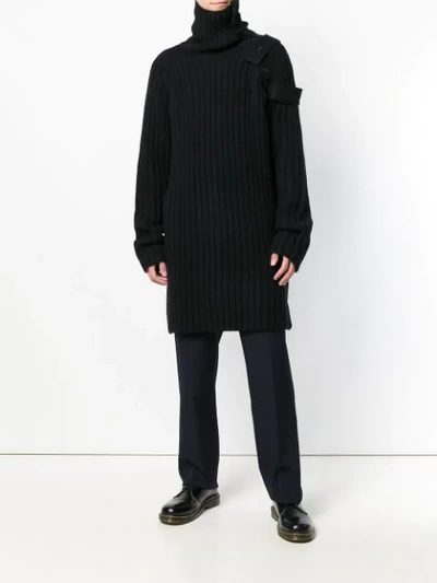 Shop Yohji Yamamoto Mid-length Turtleneck Sweater - Black
