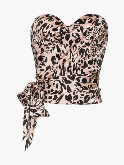 Shop Alexandre Vauthier Leopard Print Silk Bustier Top In Pink