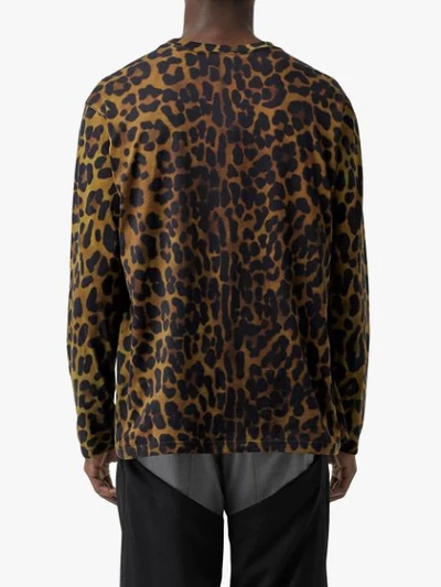 Shop Burberry Leopard Print Cotton Jersey Top In Green