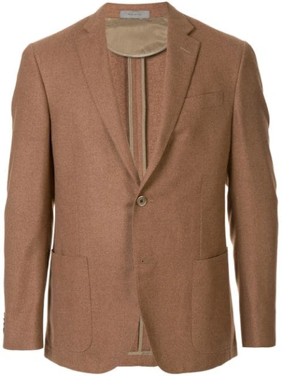 Shop Corneliani Patch Pocket Blazer In Brown