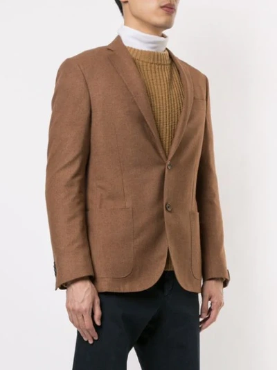 Shop Corneliani Patch Pocket Blazer In Brown