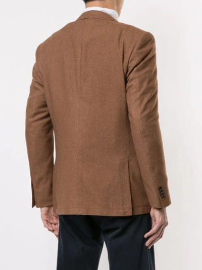 Shop Corneliani Patch Pocket Blazer In Brown