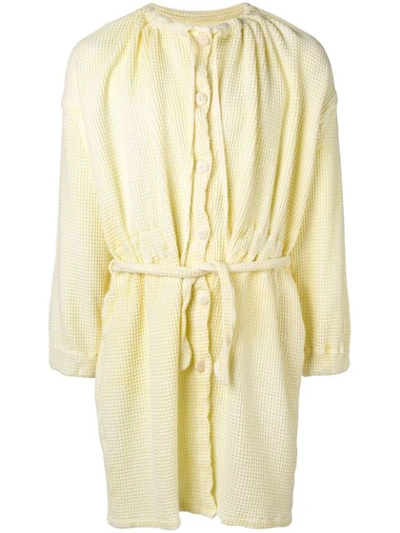 Shop Anntian Belted Single Breasted Coat In Yellow