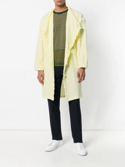 Shop Anntian Belted Single Breasted Coat In Yellow